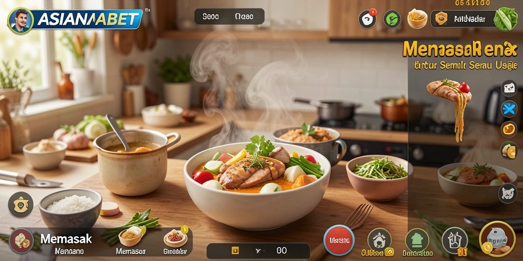 Screenshot ASIANABET menampilkan gameplay Memasak yang menarik dan penuh warna.