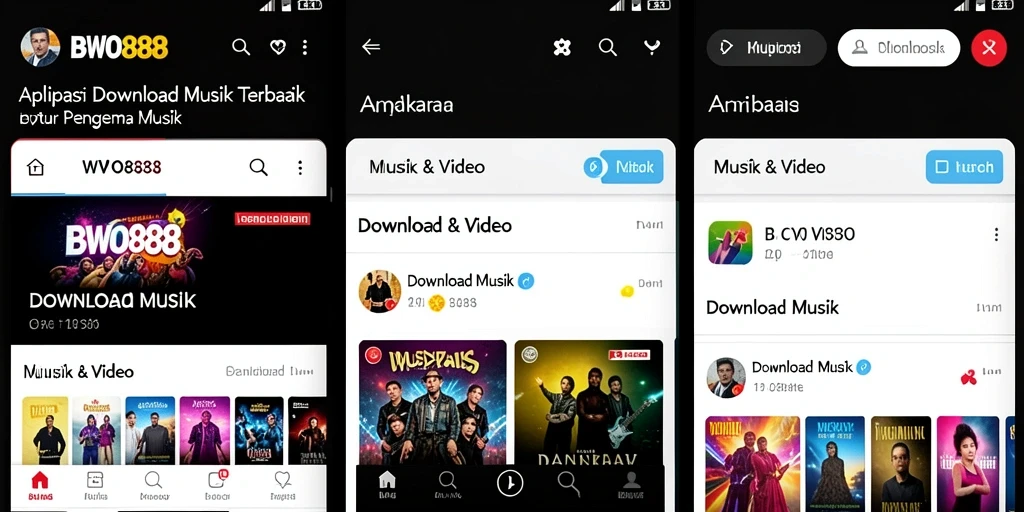 Tampilan aplikasi BWO888 yang mudah digunakan untuk Download Musik.