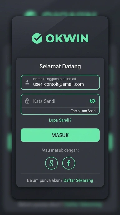 Tampilan halaman login okwin
